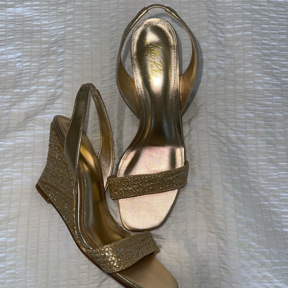 Lilly Pulitzer Gold Wedge Sandals